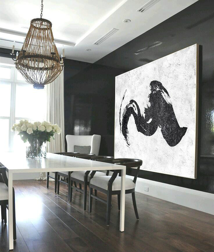 Hand-Painted Contemporary Art,Oversized Horizontal Minimal Art On Canvas - Original Abstract Painting Canvas Art